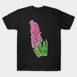 Pink, Purple Hyacinth Botanical Drawing T-Shirt